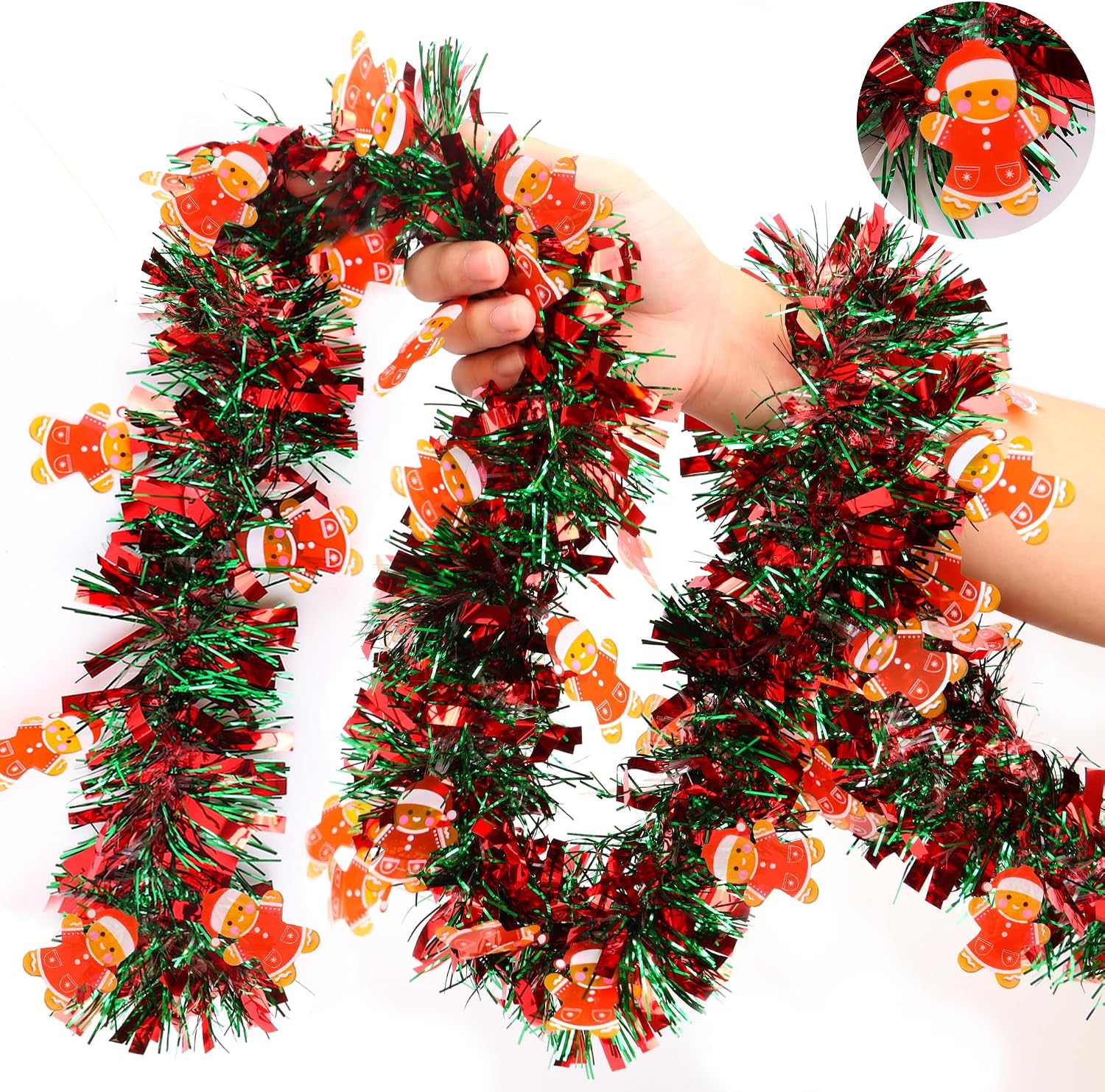 Tinsel Garland Decoration - Christmas Garland Decorations Red Green Christmas